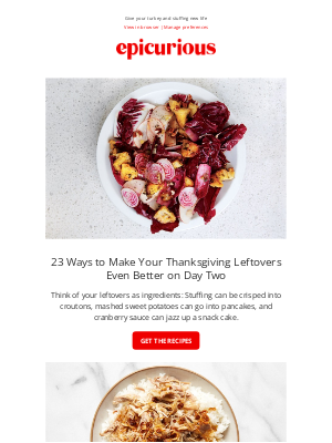 Epicurious - 23 ways to use Thanksgiving leftovers