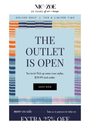 NIC+ZOE - The Outlet Event starts...now!