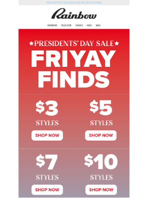 Rainbow Shops - Make An Executive Decision 🫡 Presidents' Day SALE starts at $3