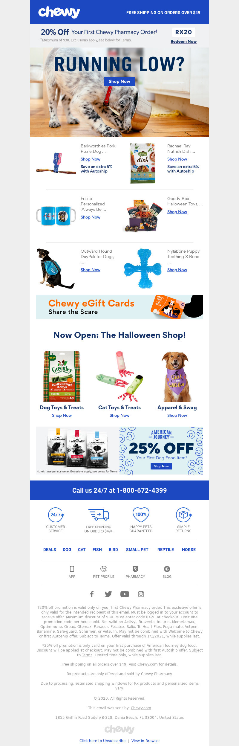Discount email example from Chewy