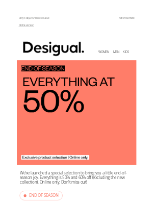 Desigual - Everything at 50% and 60% off