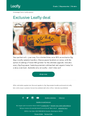 Leafly - Exclusive 30% off Zig-Zag 🔥