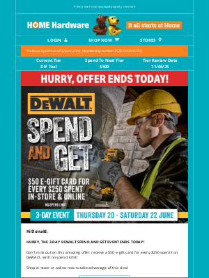 Home Hardware (Australia) - Donald, DEWALT Spend and Get: ENDS TODAY! Don't miss out!