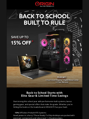 ORIGIN PC - 💻 15% Off RTS Systems + Free Corsair Gear with Laptops 🎮
