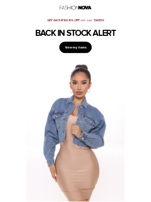 Fashion Nova - An Item You Requested Is Back In Stock