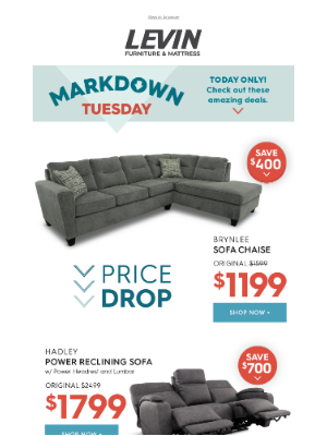 Levin Furniture - Don't Miss These Markdowns