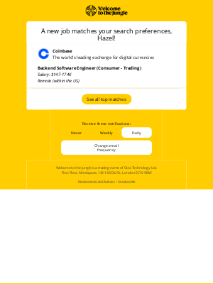 Otta - New match: Backend Software Engineer at Coinbase