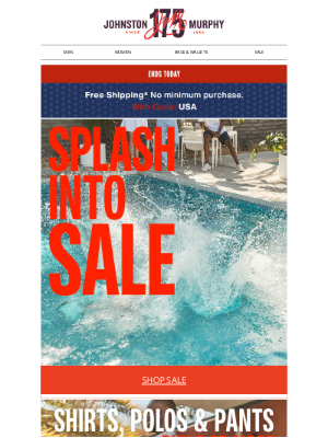 Johnston & Murphy - Splash Into Sale | Last Day for FREE Shipping!