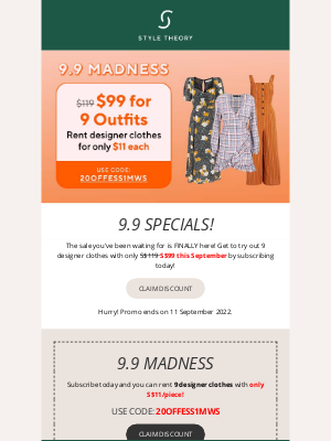 Style Theory (Singapore) - 🎁9.9 SPECIALS🎁 ⁠only S$99 for 9 designer outfits 🤯