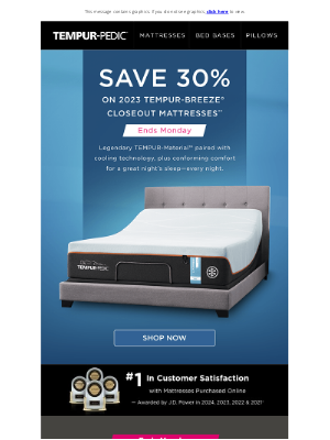 Tempur-Pedic - Mattress Closeout this weekend –– Save 30%