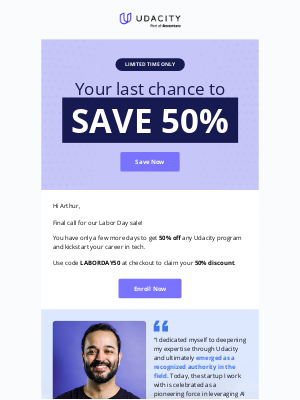 Udacity - ⏳ Last Chance to get 50% OFF on all courses