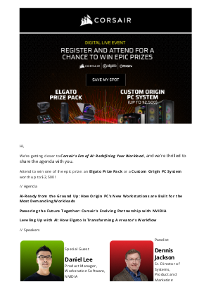 ORIGIN PC - Corsair's Era of AI Event: Agenda and Register for a Giveaway!