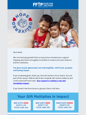 Food For The Poor - 🚚 Your generosity is delivering hope!