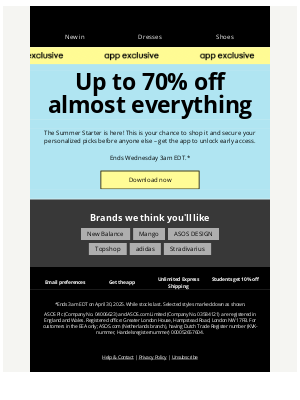 ASOS  - App exclusive: up to 70% off almost everything