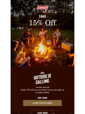 Coleman Company - 15% OFF to come back! Let’s get outside.