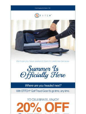 Stitch Golf - Just Dropped: 20% Off For Our First Day of Summer SALE