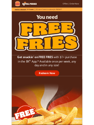 Burger King - FREE FRIES are calling your name!☎️🍟