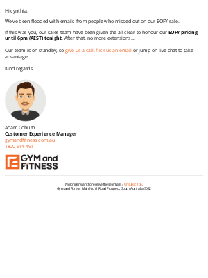 Gym and Fitness (Australia) - EOFY Pricing Extended Until 6pm Tonight ⏰