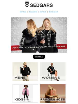 Sedgars - MAYDAY! Up to 60% Off