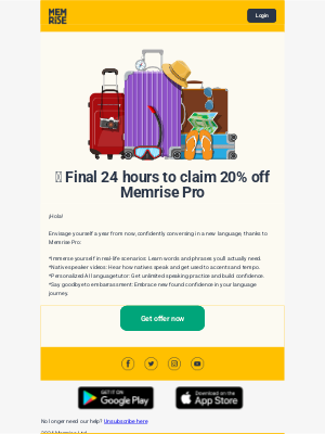 Memrise - ⌛ Last day: claim 20% off Memrise Annual