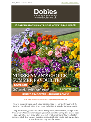 Dobies (United Kingdom) - 15 Hand Picked Garden Ready Plants Only £1.99!