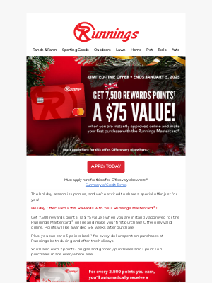 Runnings Stores - Don’t forget: Your $75 offer is waiting!