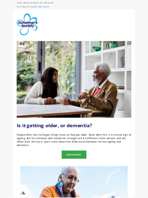 Alzheimer's Society - Advice on coping with memory loss