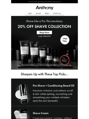 Anthony - Price cut ends tonight! 20% off shaving products 🧔🏽🪒