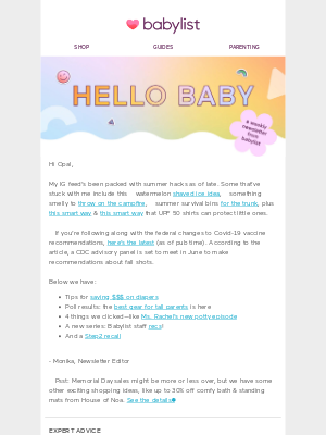Babylist - Happy summer hacks 🍉 & diaper savings tips
