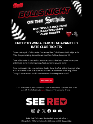 Win All-Inclusive Tickets to Bulls Night on the Southside!⚫🔴