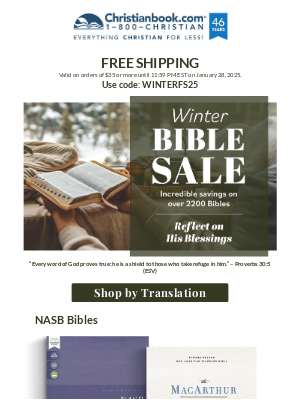 Christian Book Distributors - Winter Bible Sale + Free Shipping! Find Your Trusted Translation!