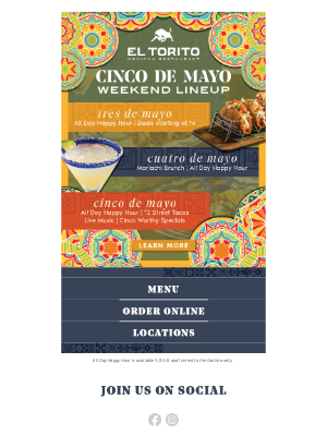 El Torito - Cinco De Mayo Weekend Lineup Has Arrived 🎉