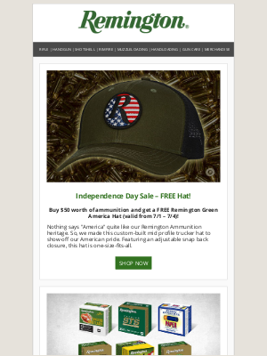 Remington - Independence Day Sale – FREE Hat!