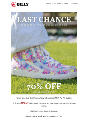 BILLY Footwear - Last Chance: Memorial Day Savings ⌛