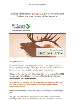 The Nature Conservancy - Limited-time chance to double your impact