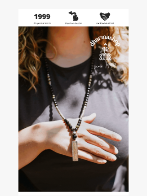 DharmaShop - 10 More! Protective Obsidian & Tibetan Pendant Mala ✨