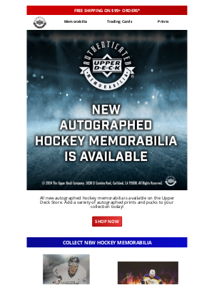 Upper Deck - New Autographed Hockey Memorabilia is Available!