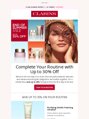 Clarins - The Sale is HERE! Up to 30% OFF