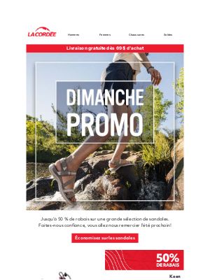 La Cordée (Canada) - Dimanche promo : profitez des sandales en solde