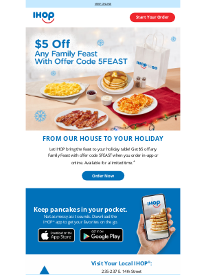 IHOP - 🎉Season’s Feastings: $5 off Any Family Feast