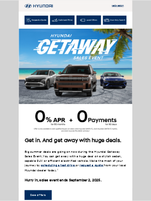 Hyundai Motor America - Last chance for the Hyundai Getaway Sales Event!