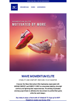 Mizuno Running - Reminder: Exclusive Wave Momentum Elite + Free Volleyball TV Trial
