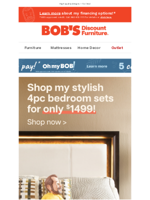 Bob's Discount Furniture - Shop now: stylish bedrooms for just $1499 🤩