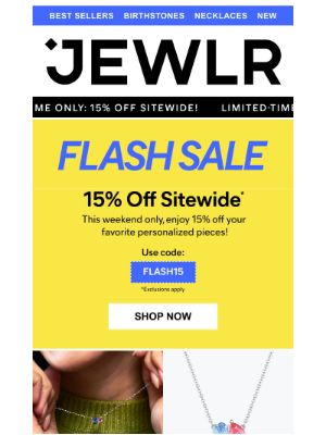 Jewlr - THIS WEEKEND ONLY: 15% off Sitewide! 🛍️