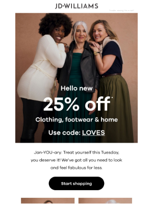 Just in for Cheryl: 25% off