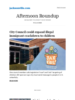 The Florida Times-Union - Afternoon Roundup: City Council could expand illegal immigrant crackdown to children
