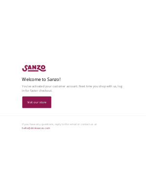 Sanzo Sparkling Water - Customer account confirmation