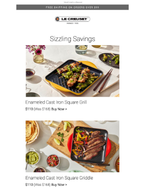 Le Creuset - Sizzle and Save with the Enameled Cast Iron Square Grill