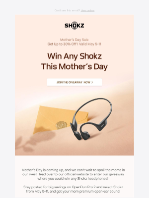 Shokz - 🎁 Mother’s Day Giveaway and Savings