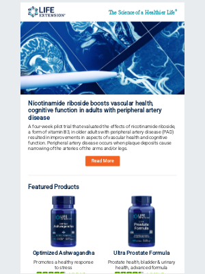 Life Extension - Form of vitamin B3 improves vascular, brain health